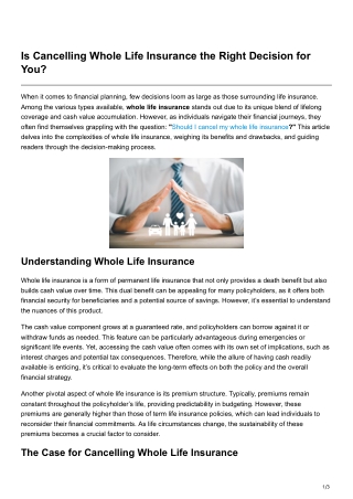 Is Cancelling Whole Life Insurance the Right Decision for You