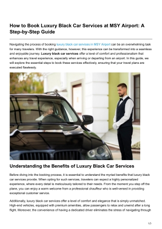 How to Book Luxury Black Car Services at MSY Airport A Step-by-Step Guide
