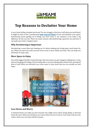 Top Reasons to Declutter Your Home