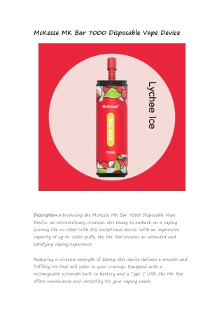 mckesse mk bar 7000 disposable vape device