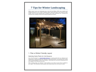 7 Tips for Winter Landscaping