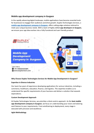 mobile app development company in gurgaon