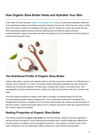 How Organic Shea Butter Heals and Hydrates Your Skin