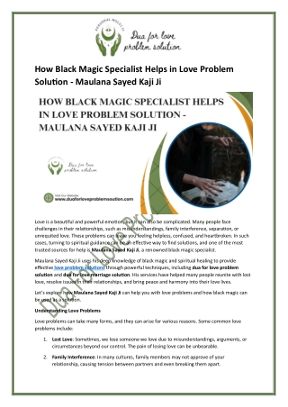 How Black Magic Specialist Helps in Love Problem Solution