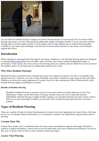 Discover the Toughness of Resilient Flooring Options for Your Home