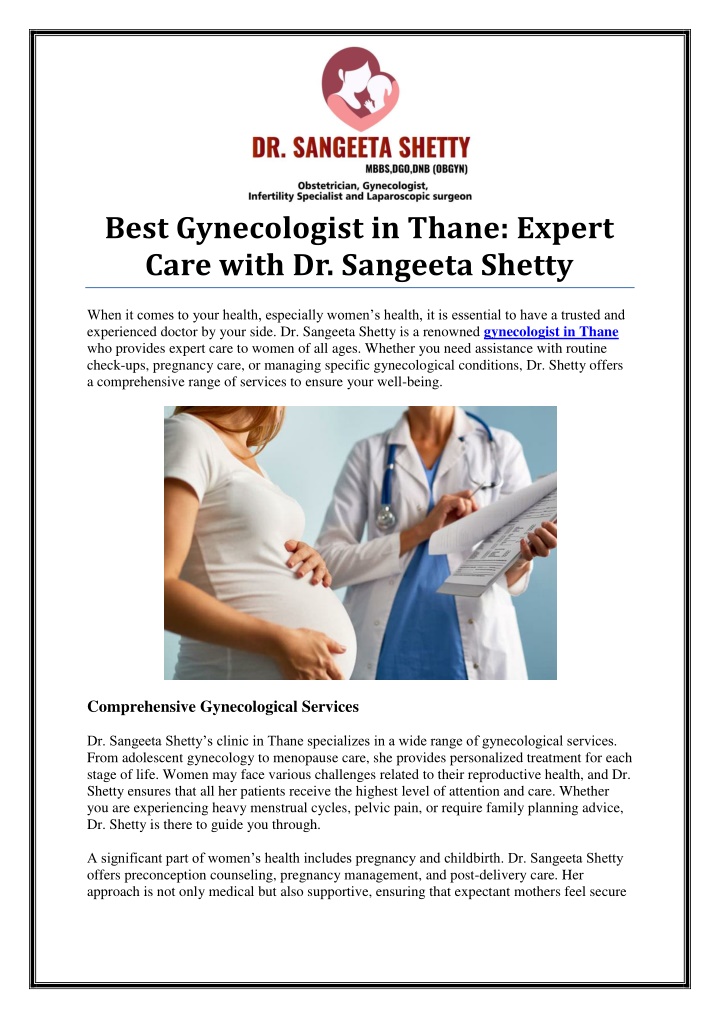 best gynecologist in thane expert care with