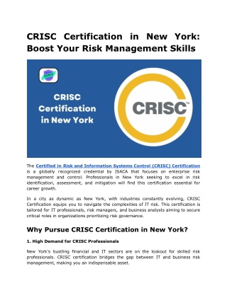 crisc certification in new york boost your risk