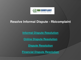resolve informal dispute rbicomplaint