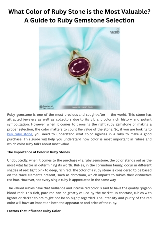 Buy Ruby Stone - What Color of Ruby Stone is the Most Valuable?