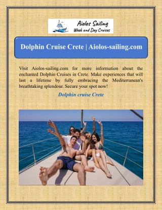 Dolphin Cruise Crete | Aiolos-sailing.com