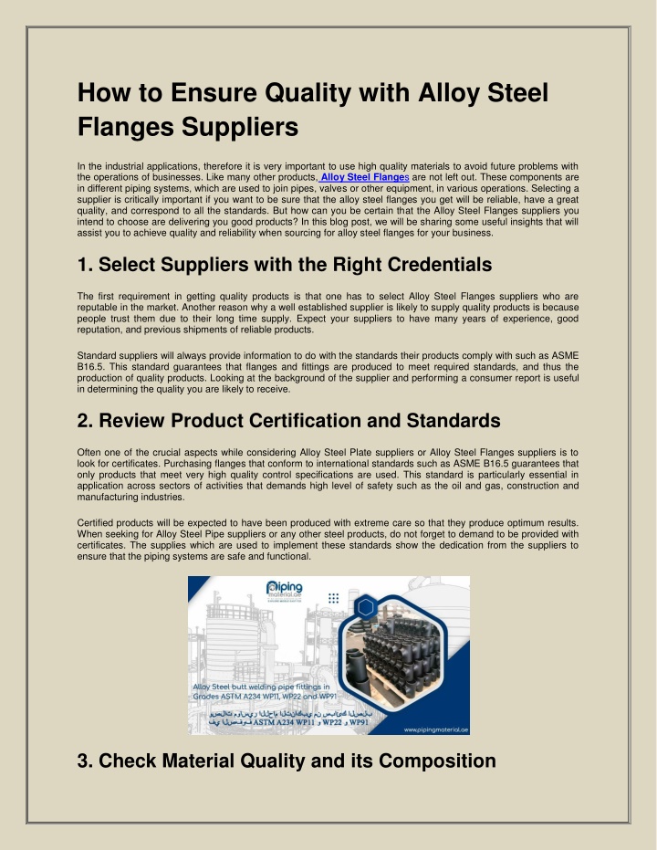 how to ensure quality with alloy steel flanges