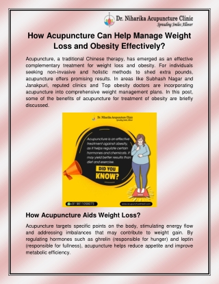 how acupuncture can help manage weight loss