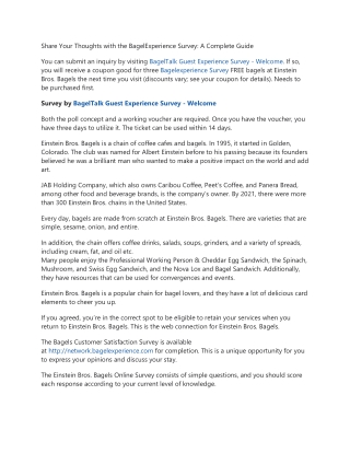 BagelExperience – Bagel Survey – Free Bagels