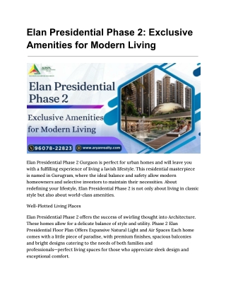 Elan Presidential Phase 2 Gurgaon