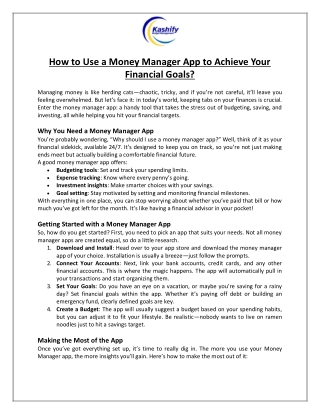 how to use a money manager app to achieve your