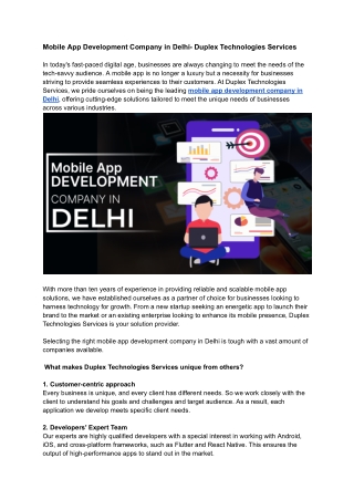 mobile app development company in delhi duplex