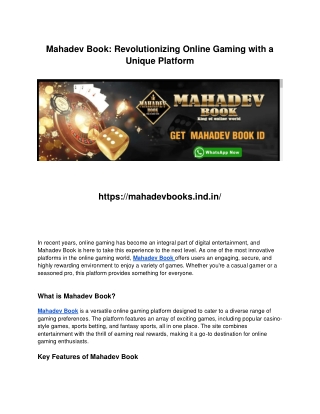 mahadev book revolutionizing online gaming with