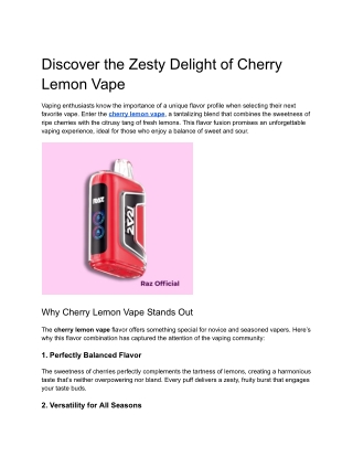 discover the zesty delight of cherry lemon vape