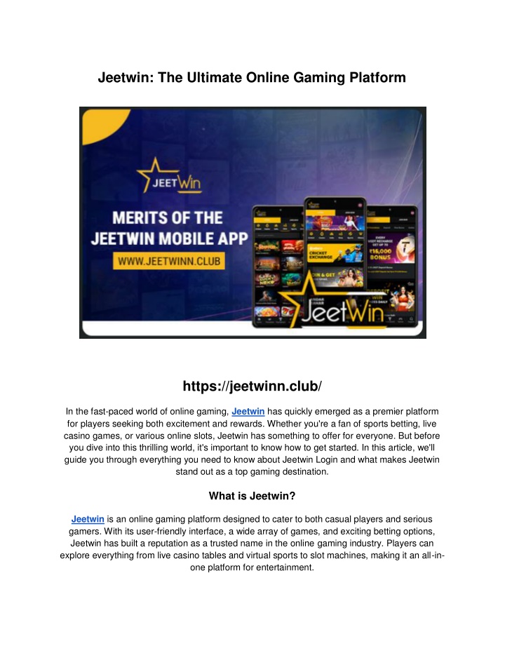 PPT Jeetwin The Ultimate Online Gaming Platform PowerPoint