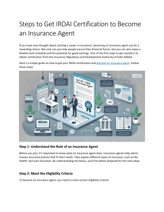 steps to get irdai certification to become