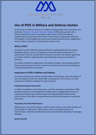 use of pids in military and defense sectors