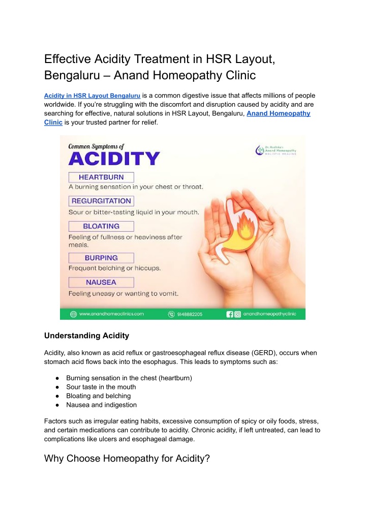 effective acidity treatment in hsr layout