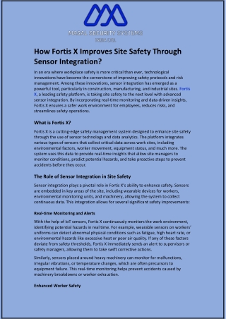 how fortis x improves site safety through sensor