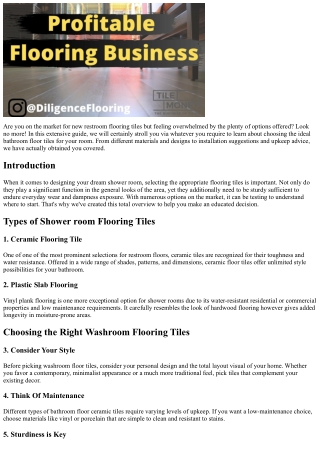 Restroom Flooring Tiles: A Complete Overview to Picking the Right Ones