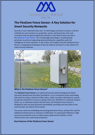 the flexzone fence sensor a key solution