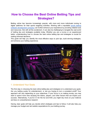 How to Choose the Best Online Betting Tips and Strategies