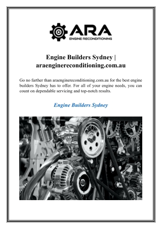 Engine Builders Sydney  araenginereconditioning.com.au