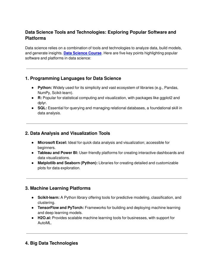 data science tools and technologies exploring