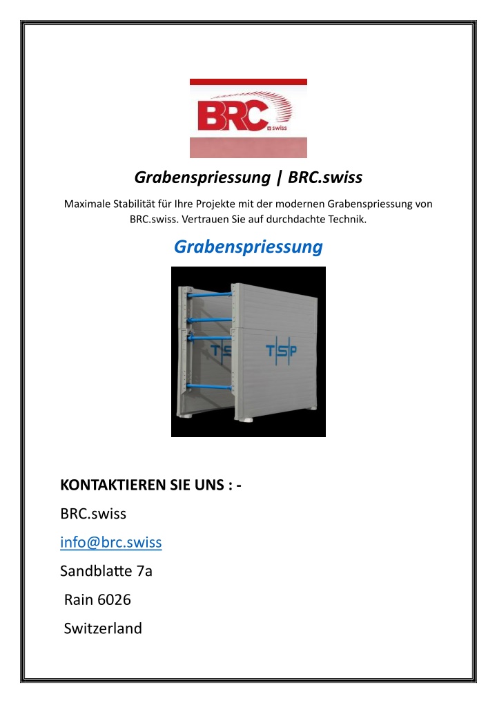 grabenspriessung brc swiss