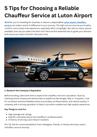 5 Tips for Choosing a Reliable Chauffeur Service at Luton Airport