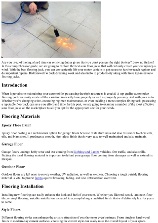 Leading Auto Floor Jacks for Easy Car Upkeep