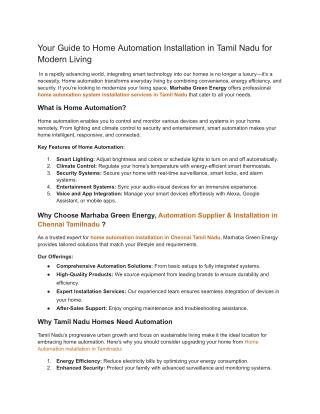 Your Guide to Home Automation Installation in Tamil Nadu for Modern Living