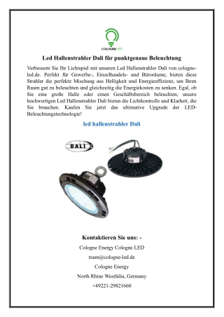 Led Hallenstrahler Dali für punktgenaue Beleuchtung