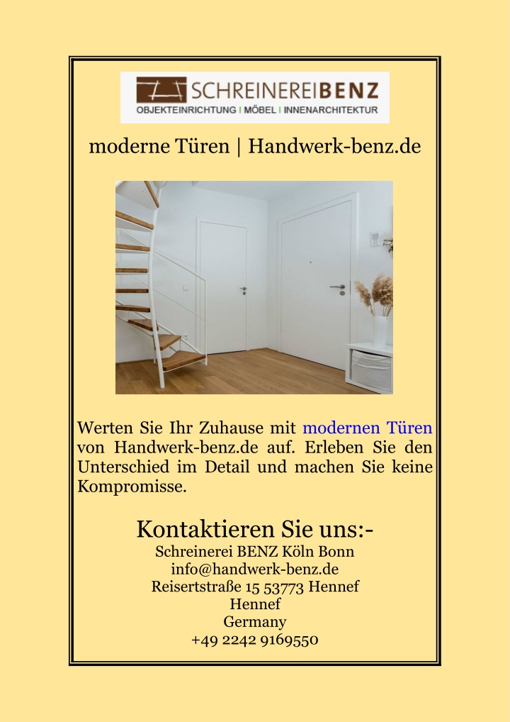 moderne t ren handwerk benz de