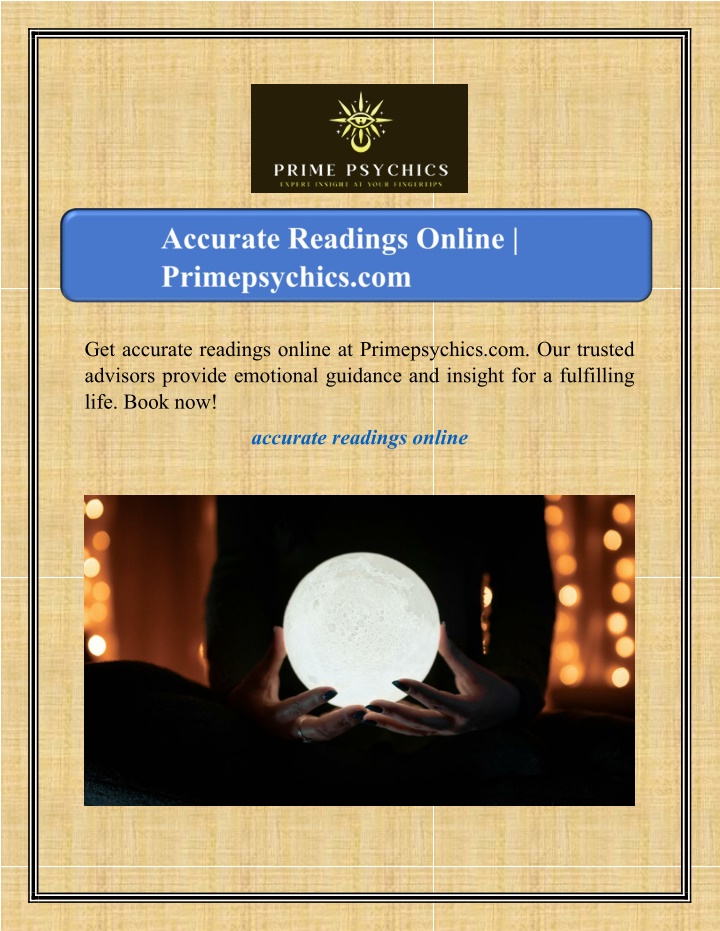 get accurate readings online at primepsychics