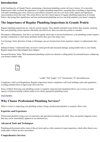 The Importance of Regular Plumbing Inspections in Grande Prairie