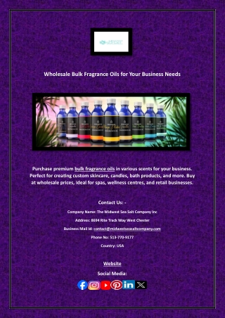 Wholesale Bulk Fragrance Oils for Your Business Needs
