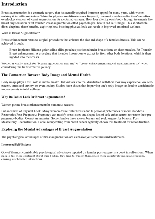 Exploring the Mental Benefits of Breast Augmentation