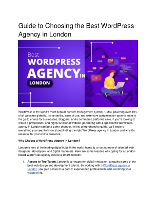 Guide to Choosing the Best WordPress Agency in London