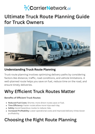 Ultimate Truck Route Planning Guide for Truck Owners