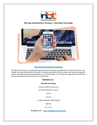 IOS App Development Company | Next Big Technology