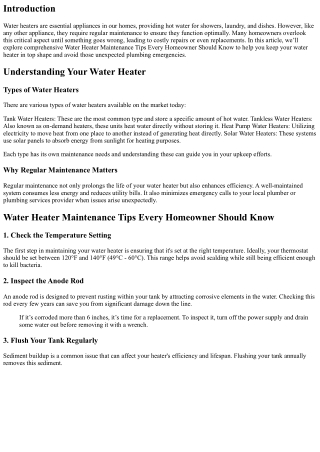 Water Heater Maintenance Tips Every Homeowner Should Know