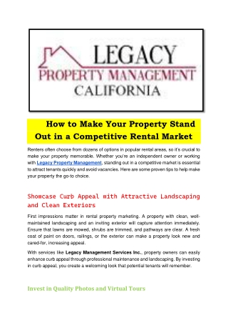 Legacy Property Management | Expert Rental Property Solutions in Orange County