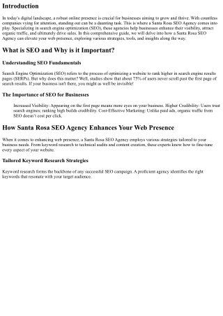 How Santa Rosa SEO Agency Enhances Your Web Presence