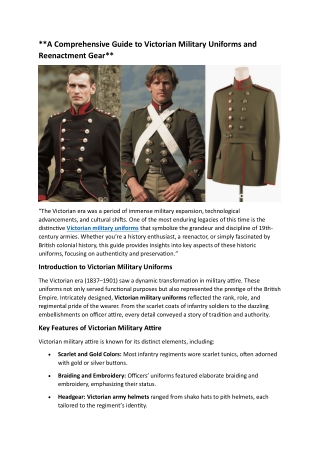 A Comprehensive Guide to Victorian Military Uniforms and Reenactment Gear