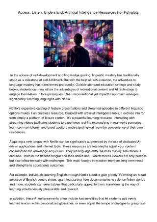 AccessListenUnderstandArtificialIntelligenceResourcesForPolyglots